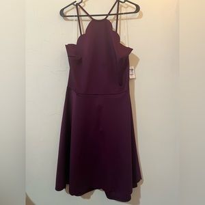 Women’s Plus Size 1x Charlotte Russe Scalloped Halter Purple Skater Dress NWT